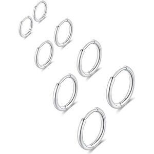 Stainless Steel Huggie Hoop Earrings Set Hypoallergenic Cartilage Lobe